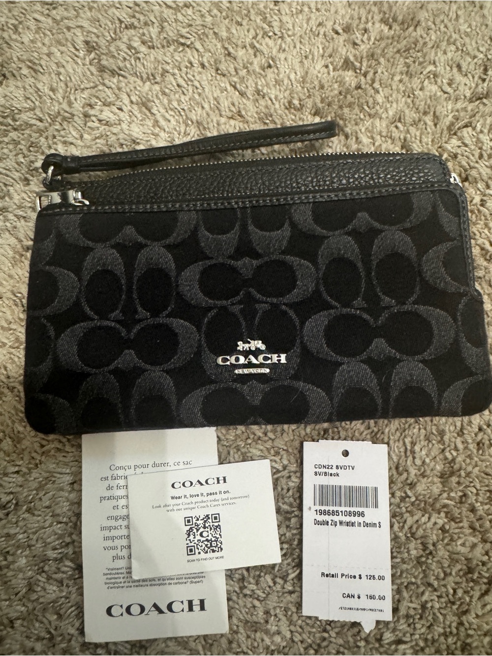 NWT Coach double zip wristlet